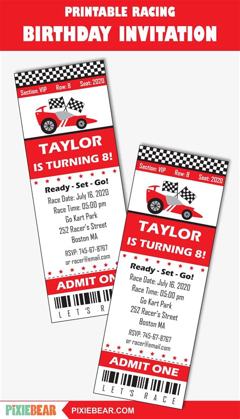 Printable Race Car Invitations